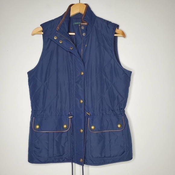 Lauren Ralph Lauren Quilted Puffer Vest Navy Sz L - Picture 9 of 9